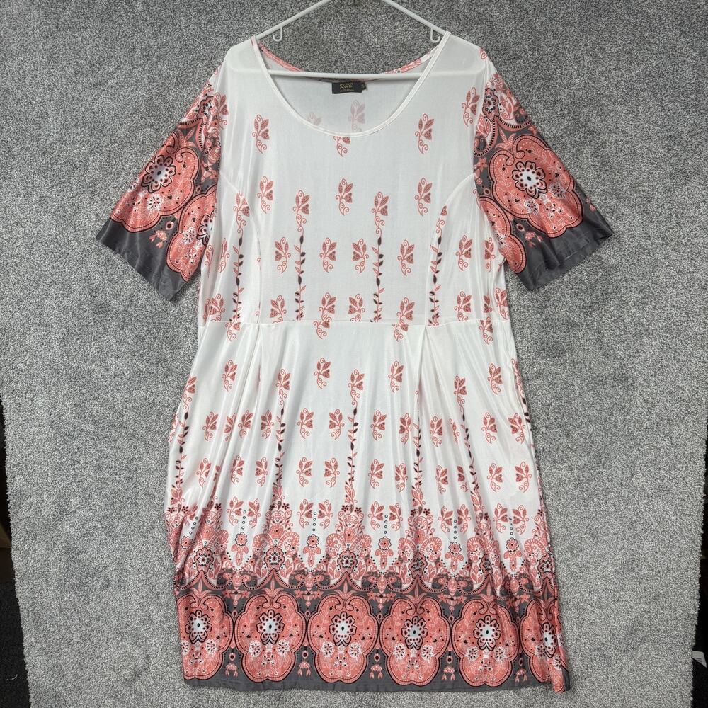R&B Collection Dress 2X Plus Floral Paisley Cottagecore Boho Chic Resort Artsy